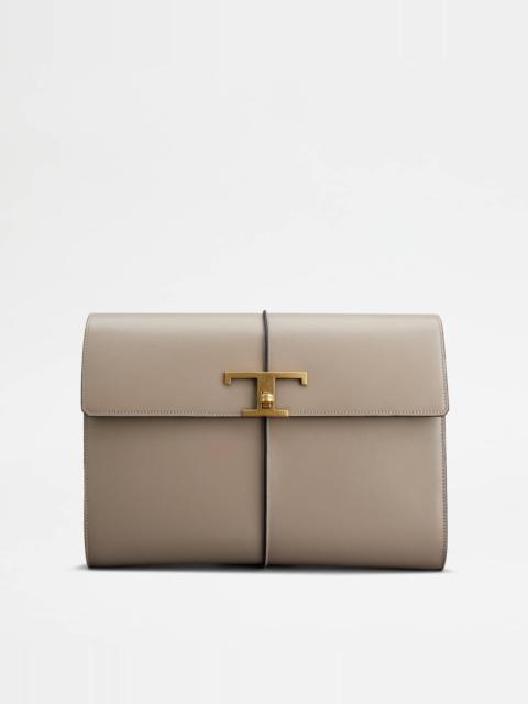 Tod's TIMELESS DOCUMENT HOLDER IN LEATHER SMALL - GREY