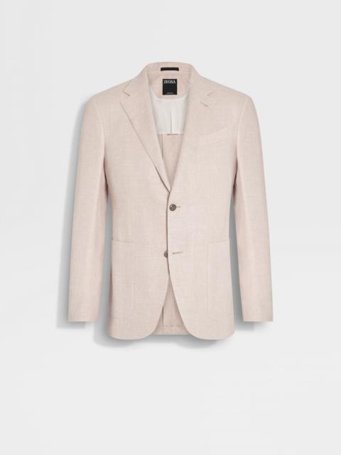 DUST PINK CROSSOVER LINEN WOOL AND SILK BLEND JACKET