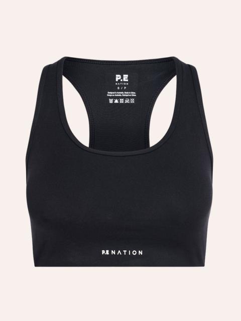 P.E NATION SIGNATURE RACER SPORTS BRA IN BLACK