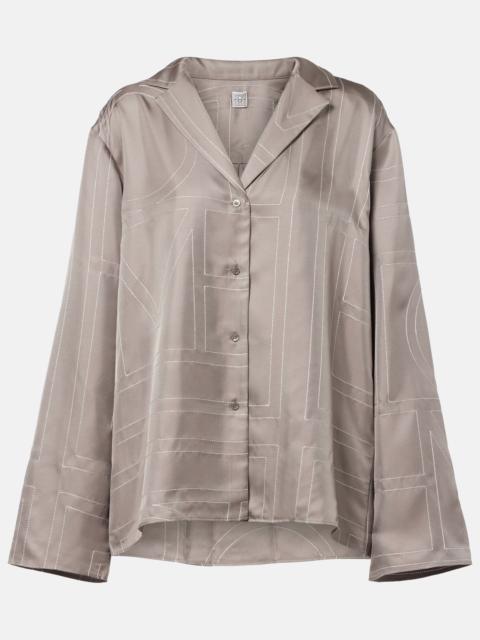 TOTEME Logo silk twill pajama shirt