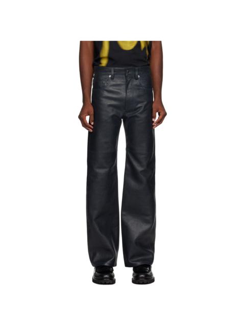 Wood Wood Navy Henry Leather Pants