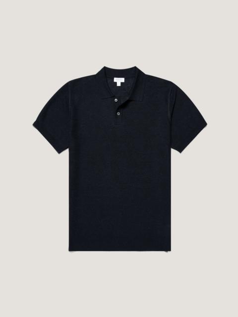 Sunspel Silk Linen Honeycomb Polo
