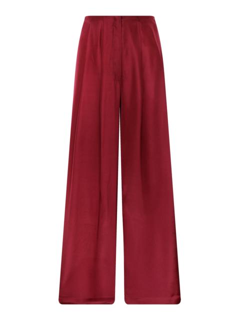 ANDRES OTALORA Origen Mid-Rise Silk Wide-Leg Pants red