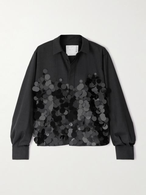 sacai Sequin-embellished Wool Shirt