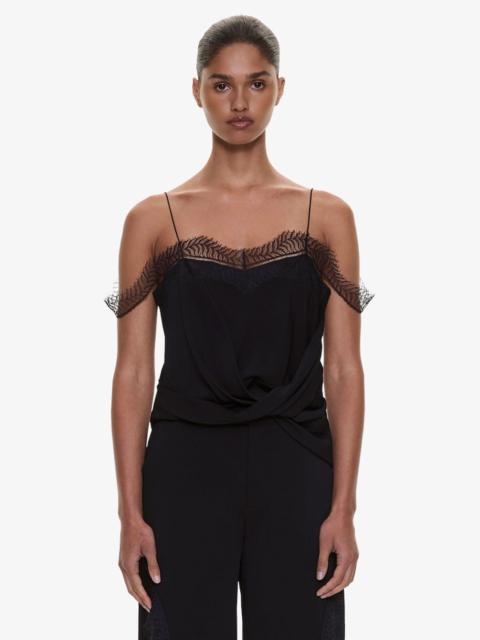 CHRISTOPHER ESBER Miro Split Lace Draped Cami