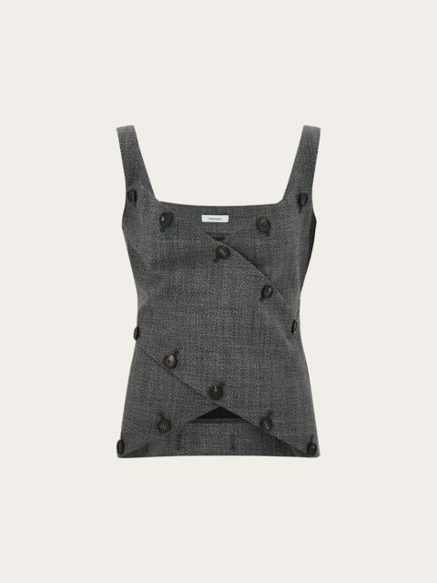 FERRAGAMO Wool vest top with button detail