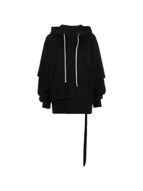 layered-design cotton hoodie