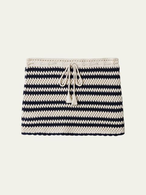 Miu Miu Striped Cotton Crochet Mini Skirt