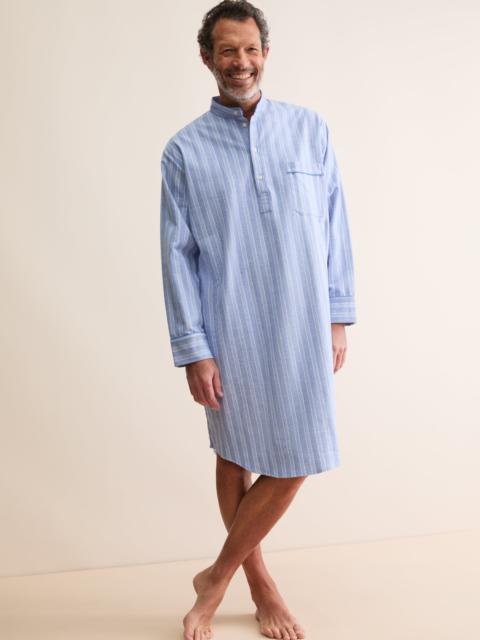 Derek Rose Men's Nightshirt Arran Brushed Cotton Blue Herringbone Stripe