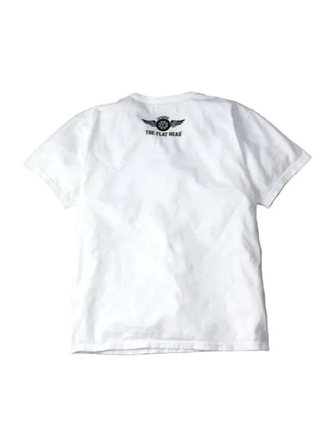 THE FLAT HEAD FN-THC-203 Three Needle Small Flying Wheel Tee White