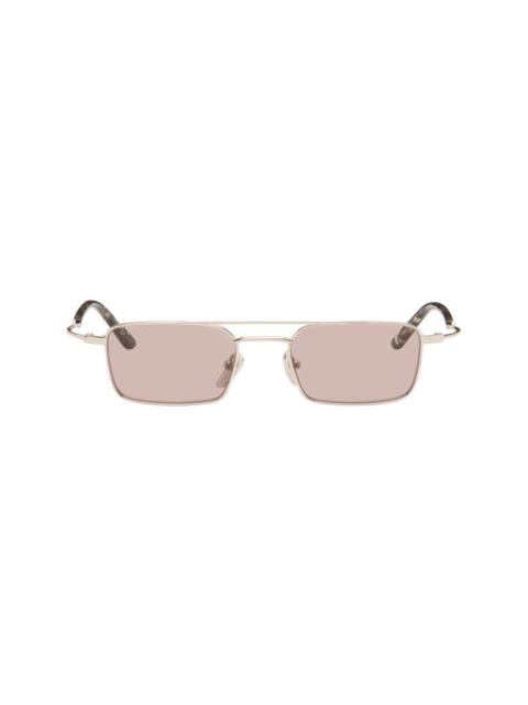 GUCCI Silver Metal Frame Rectangular Sunglasses