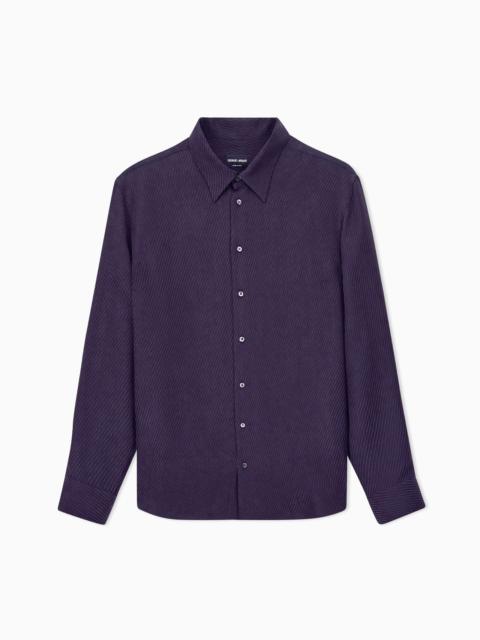 GIORGIO ARMANI SHIRT REGULAR FIT IN VISCOSE AND SILK DIAGONAL CLOQUE WEAVE