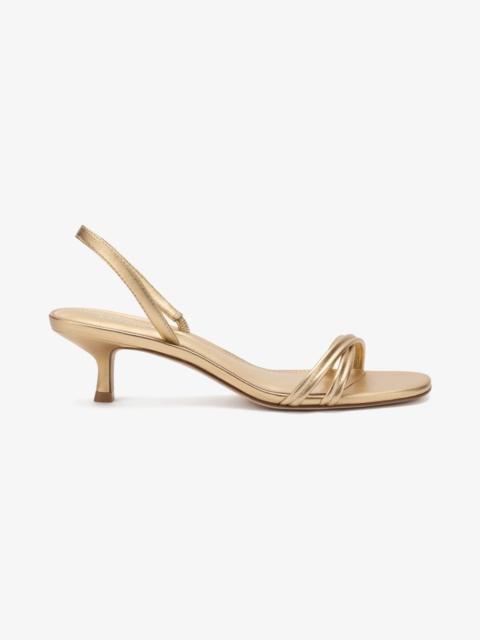Larroudé Mini Annie Sandal In Gold Metallic Leather