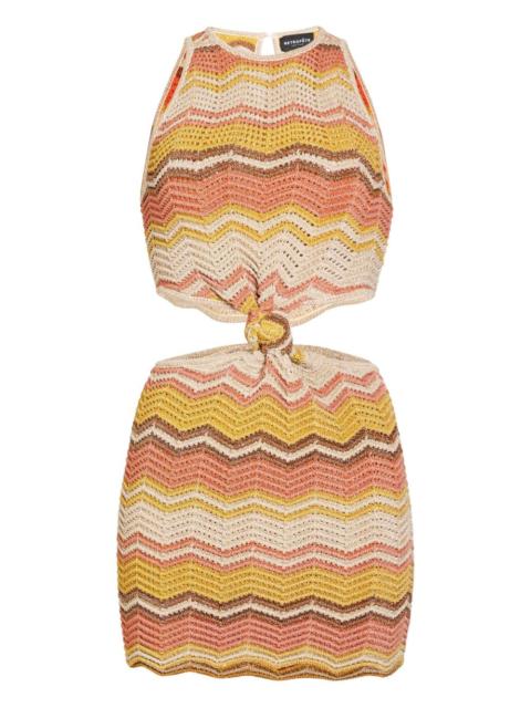 RETROFÊTE Dania crochet wave mini dress