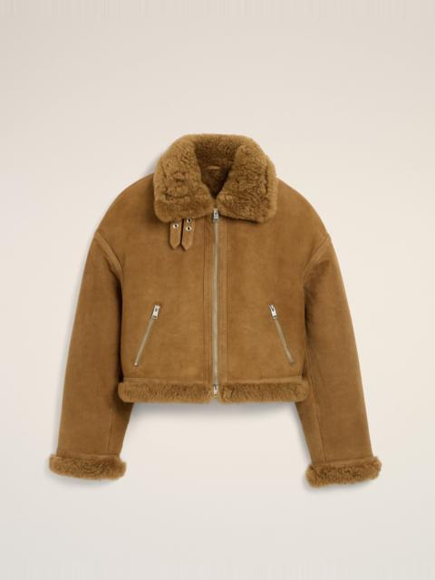 AMI Paris BROWN SHEEP SHEARLING AVIATOR JACKET