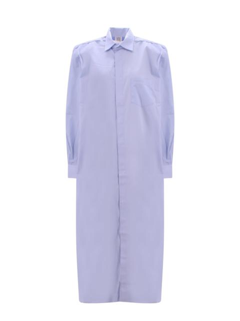 Cotton shirt dress with embroidered logo on the front