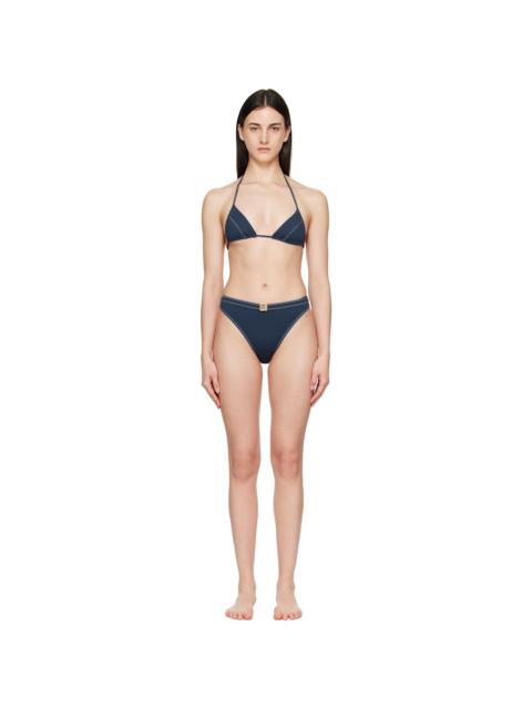 Balmain Navy Triangle High Brief Bikini