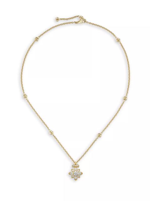 18K Yellow Gold Flora GG Diamond Flower Pendant Necklace, 15"