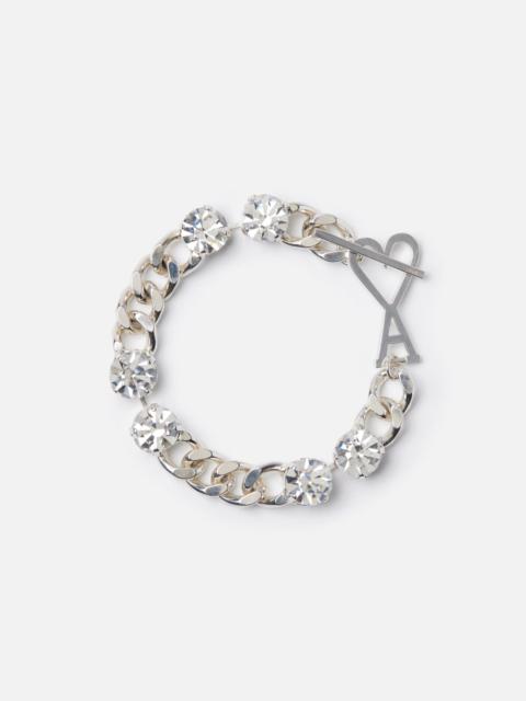 AMI Paris Ami De Coeur Curb Chain And Strass Bracelet