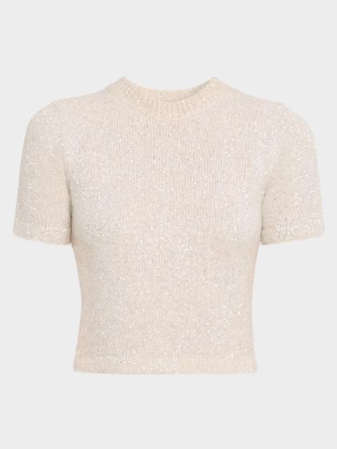 Erdem Cropped Sequined T-Shirt