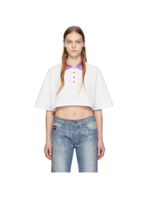 VERSACE JEANS COUTURE White Cropped Polo