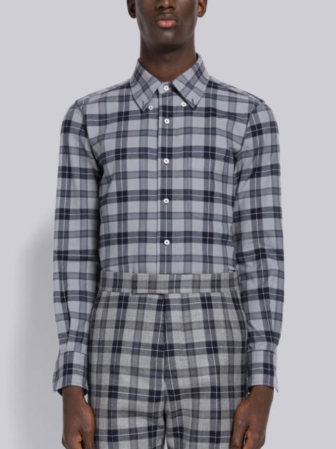 Thom Browne Tartan Flannel Straight Fit Shirt