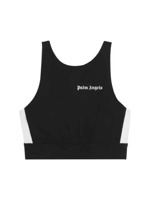 Palm Angels Women's Training Striped Logo Crop Top - Black White