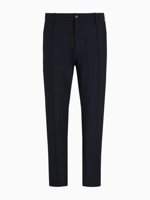 3D-effect micro-pattern technical-jersey trousers with ribbing