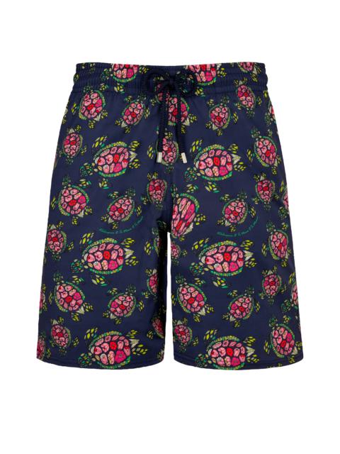 Vilebrequin Men Stretch Long Swim Trunks Provencal Turtles