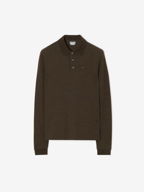 Burberry Long-sleeve Wool Cotton Polo Shirt