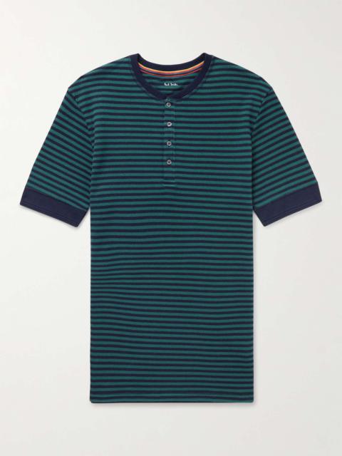 Striped Cotton and Modal-Blend Piqué Henley T-Shirt