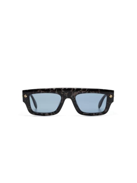 spike stud-detailing rectangle-frame sunglasses