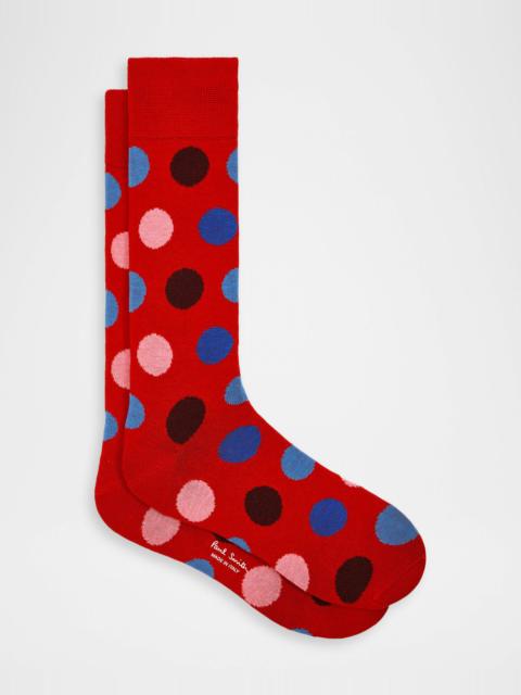 Men's Mike Large Polka Dot Cotton Crew Socks
