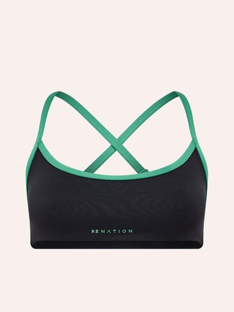 P.E NATION REVEAL SPORTS BRA IN BLACK & AMAZON