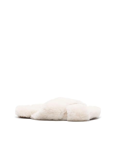 Yves Salomon crossover-strap shearling slides