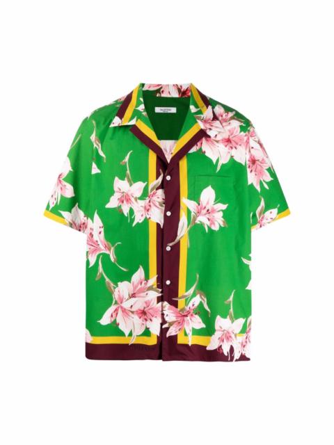 lily print short-sleeve bowling shirt
