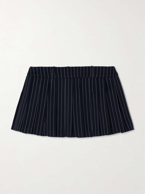 Blake pleated pinstriped twill mini skirt