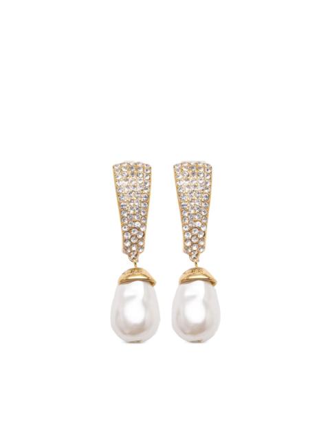 GUESS USA Pearly crystal-embellished drop earrings