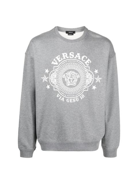 VERSACE logo-print cotton sweatshirt