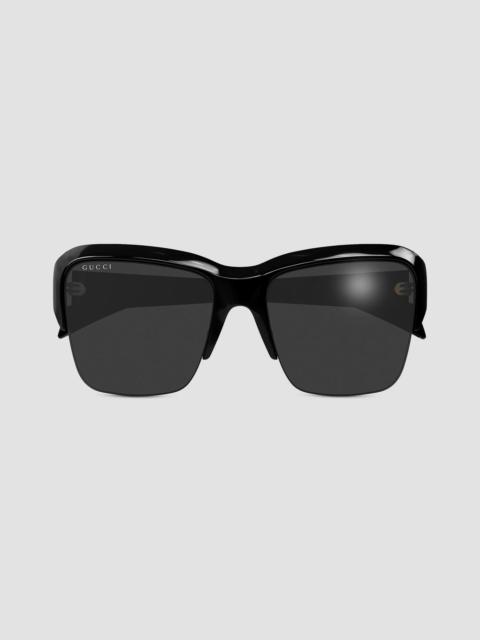 GUCCI Men's 70's Nuances 57MM Navigator Sunglasses - Black
