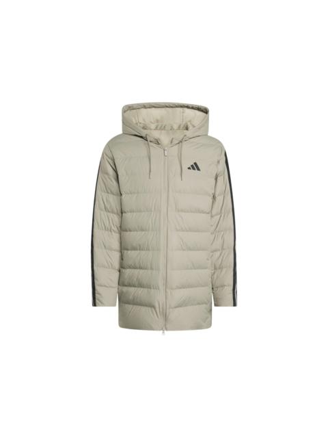 adidas adidas Essentials Climawarm 3-Stripes Light Down Hooded Parka Silver Pebble