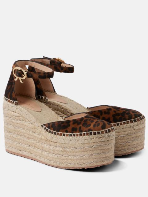 Gianvito Rossi Leopard-print suede espadrille wedges