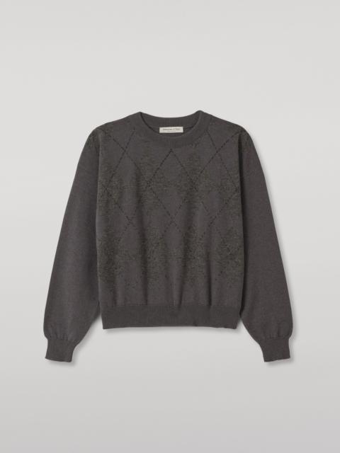 Johnstons of Elgin Clan Mid Grey Argyle Cashmere Jumper