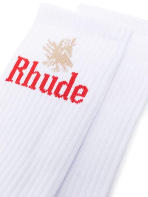 Rhude script logo socks