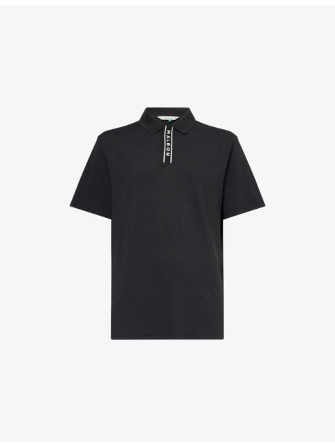 malbon Logo-Print Placket Stretch-Jersey Polo Top