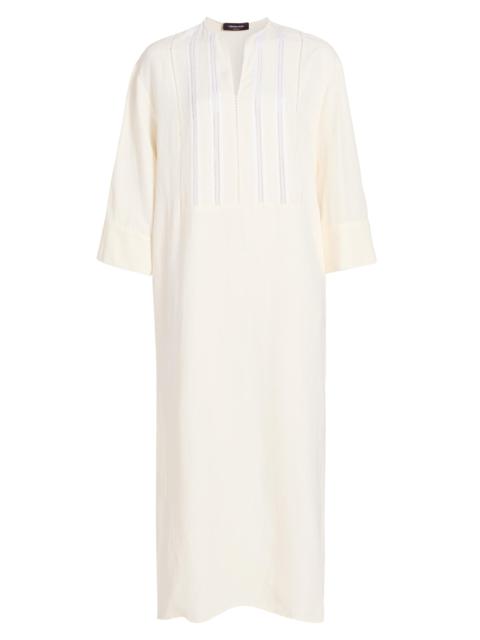FABIANA FILIPPI Women's Embroidered Bib Linen-Blend Tunic Dress - Burro