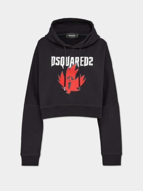 MAPLE LEAF  CROPPED FIT HOODIE SWEATSHIRT