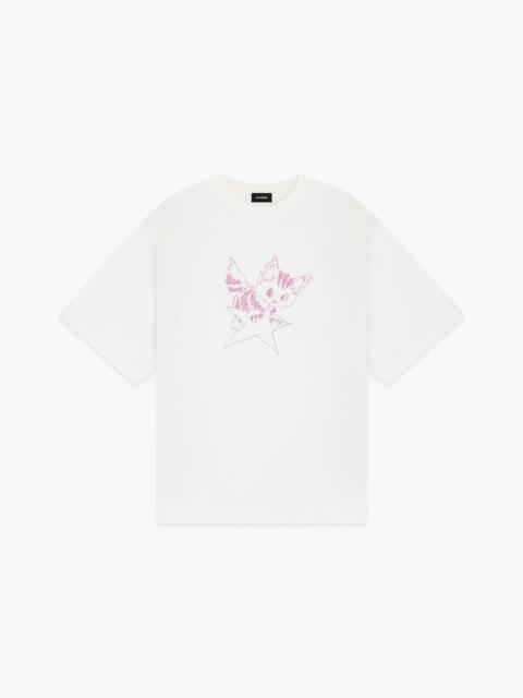 We11done Ivory Monster Print Distressed Tee