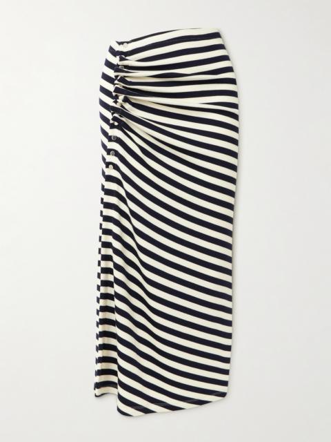 rabanne Striped Draped Midi 스커트
