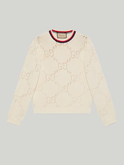 Perforated GG cotton sweater